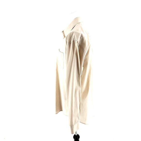 Bergamo New York Tan Cream 15.5 34/35 Pocket Front‎ Dress Shirt Cotton Polyester - Picture 4 of 8